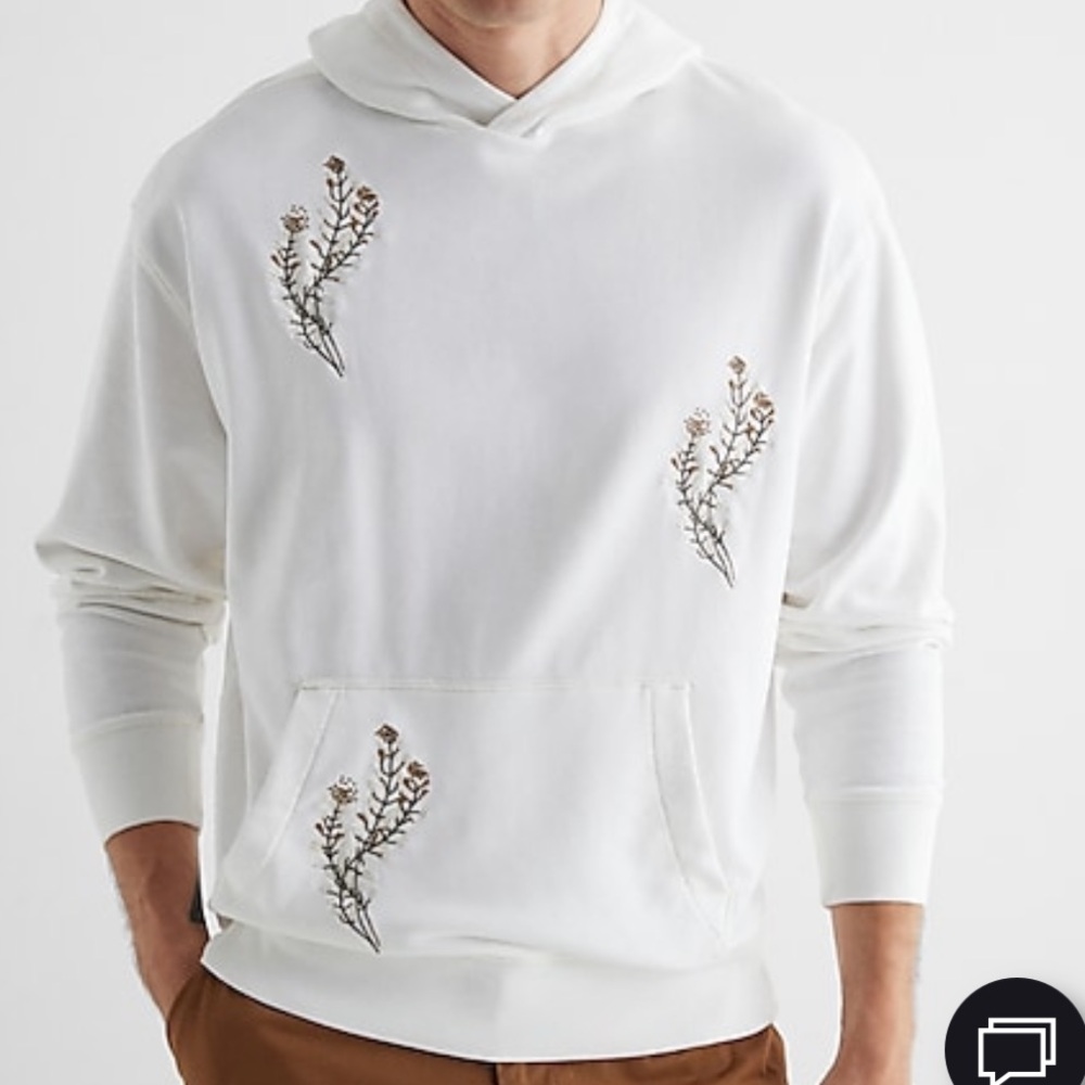 NWT Express Men’s Embroidered Floral Graphic Hoodie